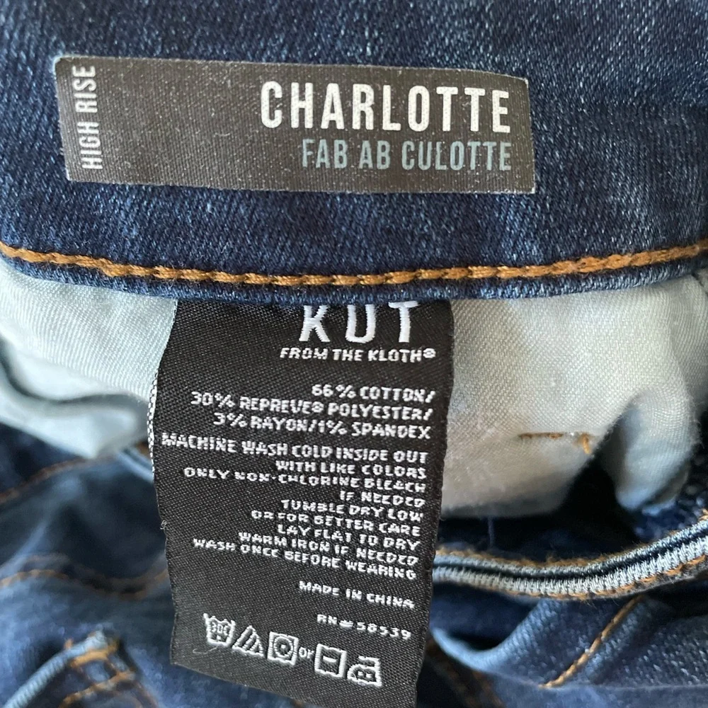 Kut From The Kloth Charlotte High Rise Wide Leg Culotte dark wash Jeans Size 8 - Picture 9 of 11